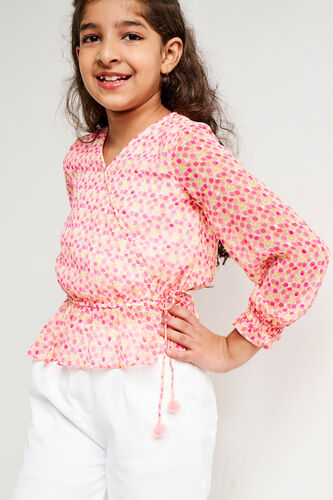 Pink Solid Flared Top, Pink, image 2